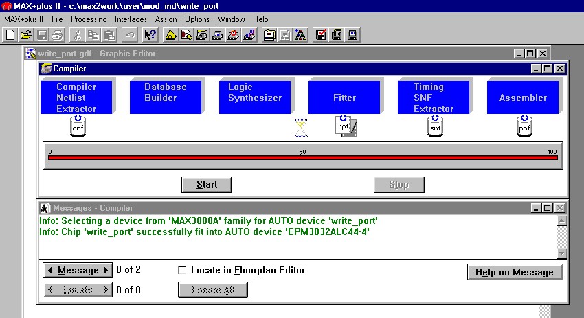 Вид окна компилятора после успешного завершения компиляции
